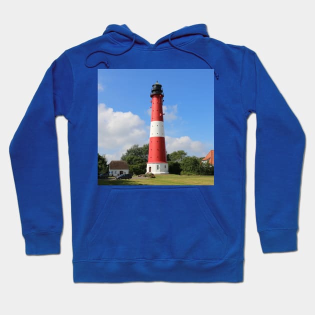 Red and White Lighthouse on Pellworm Island Hoodie by Christine aka stine1